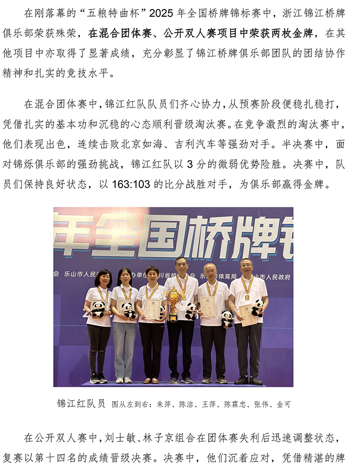 浙江錦江橋牌俱樂部在 2025 年全國橋牌錦標(biāo)賽中榮獲殊榮-1.jpg